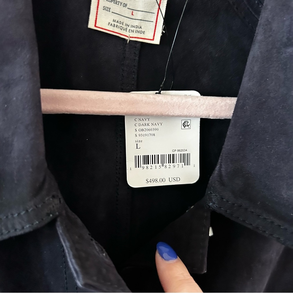 NWT Free People Annalise Suede Shirt Jacket Navy - Picture 4 of 5